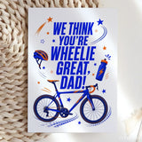 Handmade Greeting Card | Printarelle | For the dad who is happiest on two wheels. This bold, energetic design races