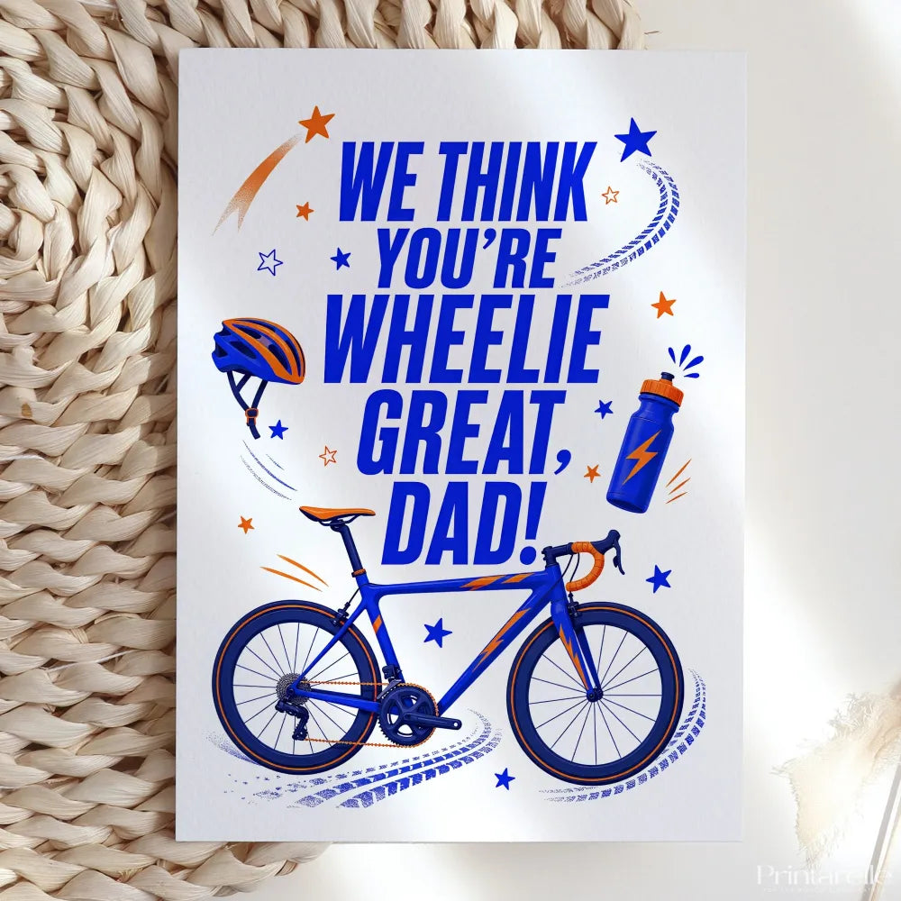Handmade Greeting Card | Printarelle | For the dad who is happiest on two wheels. This bold, energetic design races