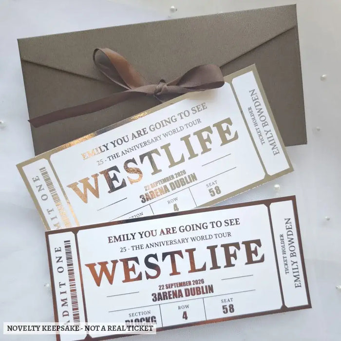 Westlife Concert Foil Ticket | Personalised Keepsake - westlife foil ticket, personalised westlife, concert foil