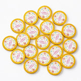 Golden 40mm milk chocolate coins with floral designs personalized for claras confirmation day 10.04.2026