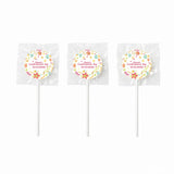 Three gluten free personalized lollipop favours with 8cm floral stickers for clara’s confirmation day 10.04.2026
