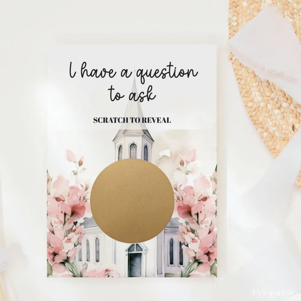 Will You Be My Bridesmaid? Scratch Card – Church & Blush Floral - Greeting Card - Printarelle