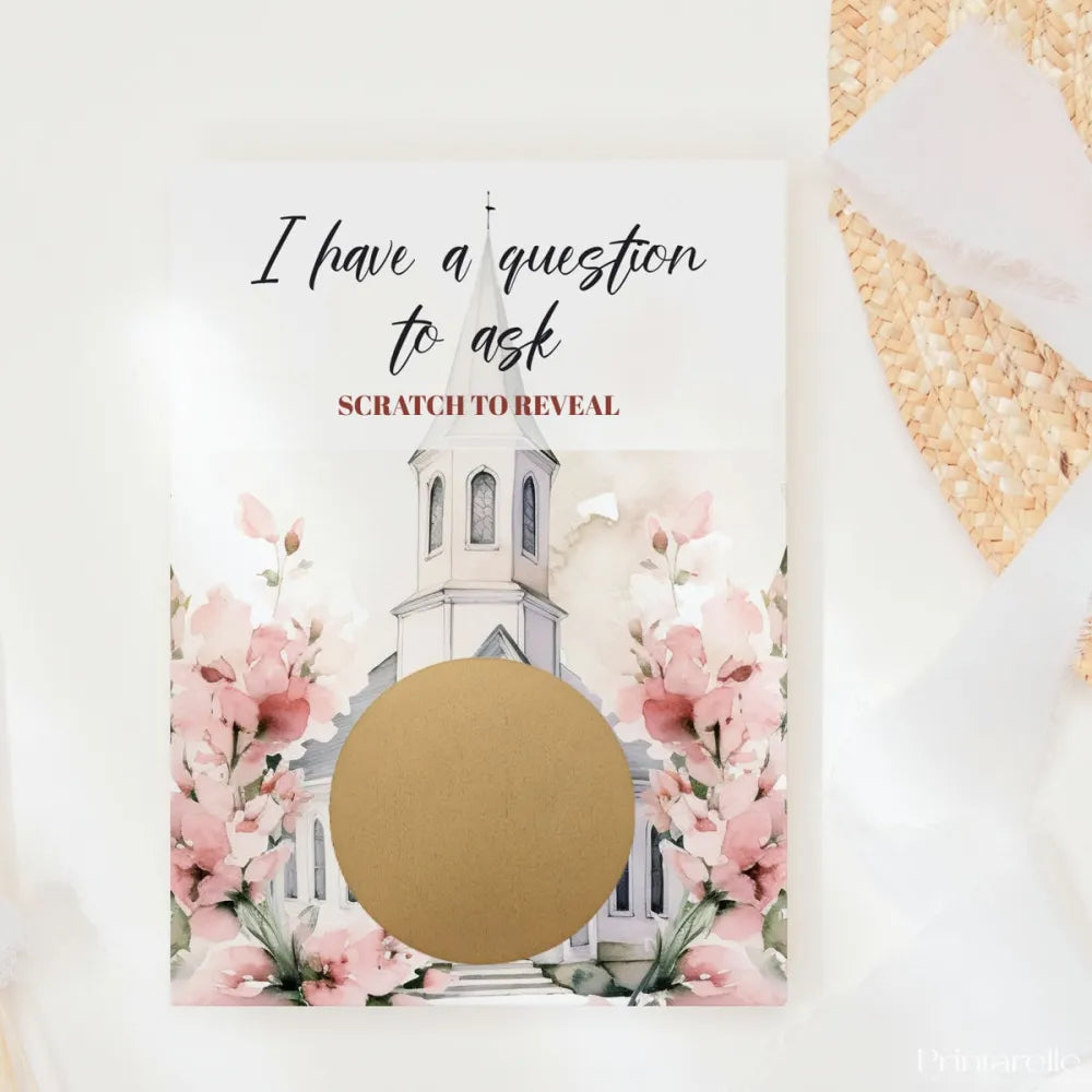 Will You Be My Flower Girl? Scratch Card – Church & Blush Floral - Greeting Card - Printarelle