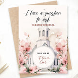 Will You Be My Flower Girl? Scratch Card – Church & Blush Floral - Greeting Card - Printarelle