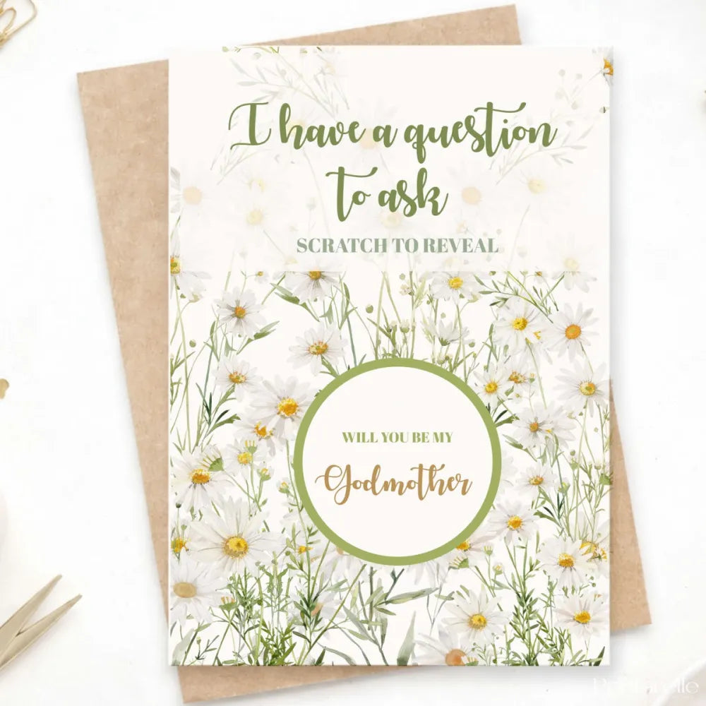 Will You Be My Godmother? Scratch Card – Daisy Meadow - Greeting Card - Printarelle