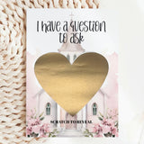 Will You Walk Me Down the Aisle? Scratch Card – Pink Chapel & Heart - Greeting Card - Printarelle