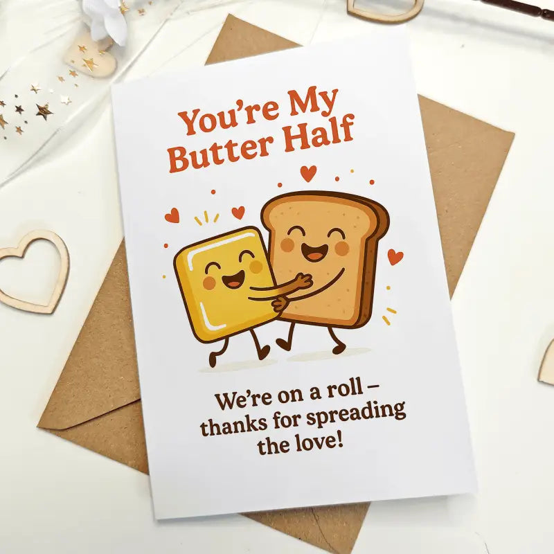 You are My Butter Half Card Funny Food Pun Card for Couples - Greeting Card