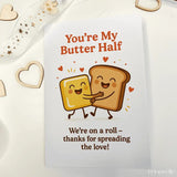 You are My Butter Half Card Funny Food Pun Card for Couples - Greeting Card