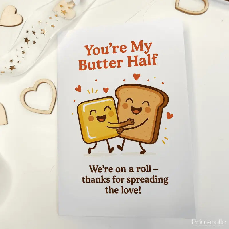You are My Butter Half Card Funny Food Pun Card for Couples - Greeting Card