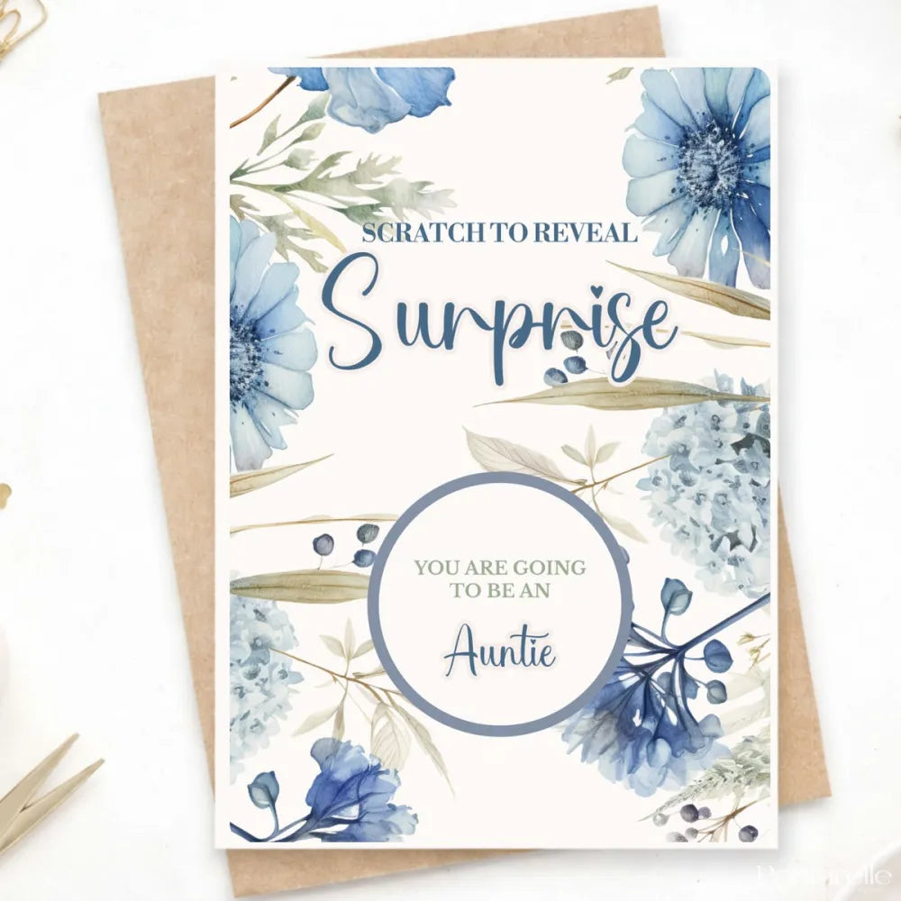 You’re Going to be an Auntie Scratch Card | Pregnancy Announcement - Greeting Card - Printarelle