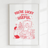 Handmade - Print - You’re Lucky You’re Useful Royal Cat Throne Print | Ireland
