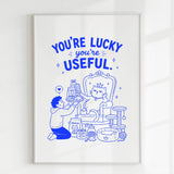 Handmade - Print - You’re Lucky You’re Useful Royal Cat Throne Print | Ireland