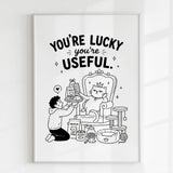 Handmade - Print - You’re Lucky You’re Useful Royal Cat Throne Print | Ireland