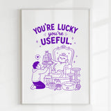 Handmade - Print - You’re Lucky You’re Useful Royal Cat Throne Print | Ireland