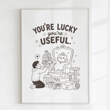 Handmade - Print - You’re Lucky You’re Useful Royal Cat Throne Print | Ireland