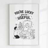 Handmade - Print - You’re Lucky You’re Useful Royal Cat Throne Print | Ireland