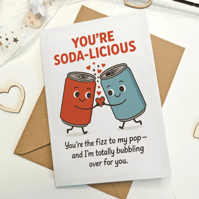You’re Soda-Licious – Funny Valentine’s Day Pun Card - Greeting Card