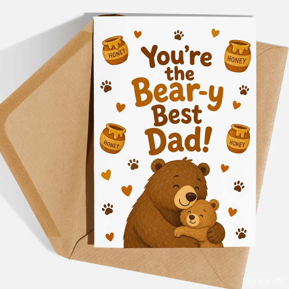 Handmade Greeting Card | Printarelle | The bear-y best wishes for a wonderful dad. This heart-warming design shows