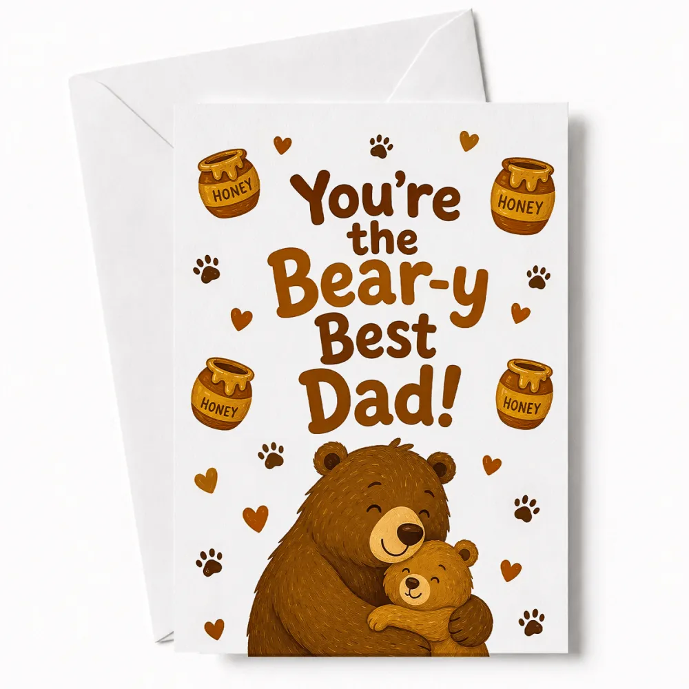 Handmade Greeting Card | Printarelle | The bear-y best wishes for a wonderful dad. This heart-warming design shows