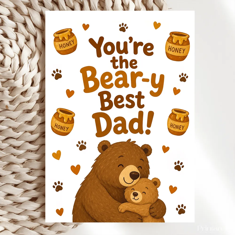 Handmade Greeting Card | Printarelle | The bear-y best wishes for a wonderful dad. This heart-warming design shows
