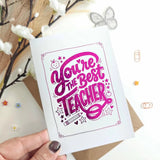 You’re the Best Teacher Foil Thank You Card - hot pink, best teacher, hot pink foil, pink foil, best teacher card