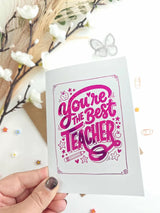 You’re the Best Teacher Foil Thank You Card - hot pink, best teacher, hot pink foil, pink foil, best teacher card